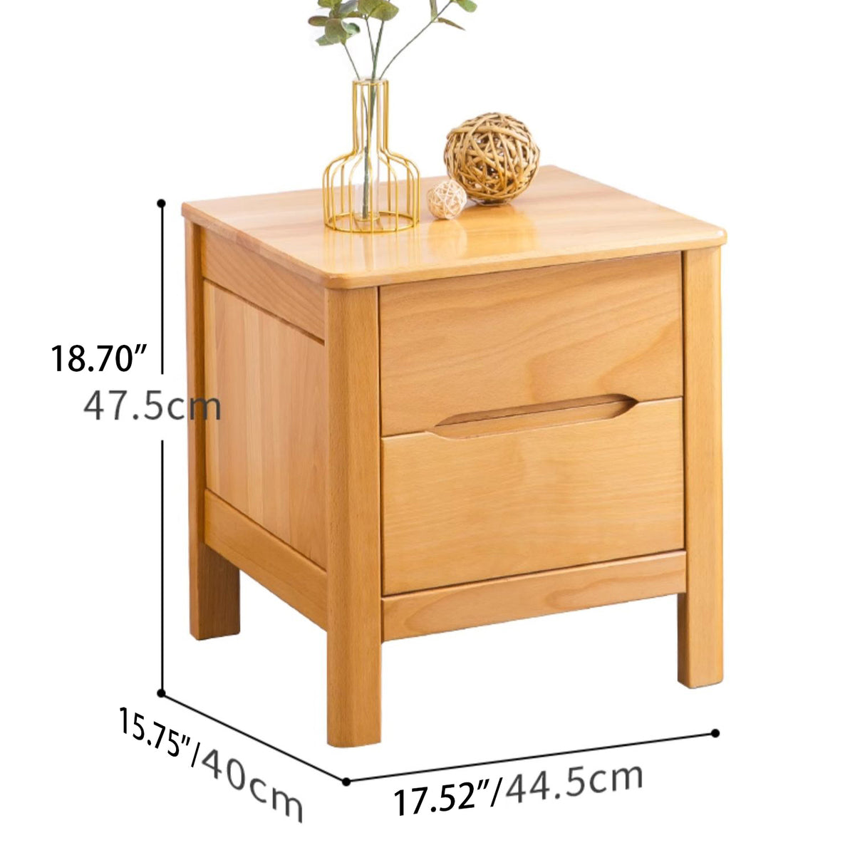 Charming Natural Brown & White Beech Wood Bedside Cupboard – Stylish Bedroom Storage Solution fslmz-1101