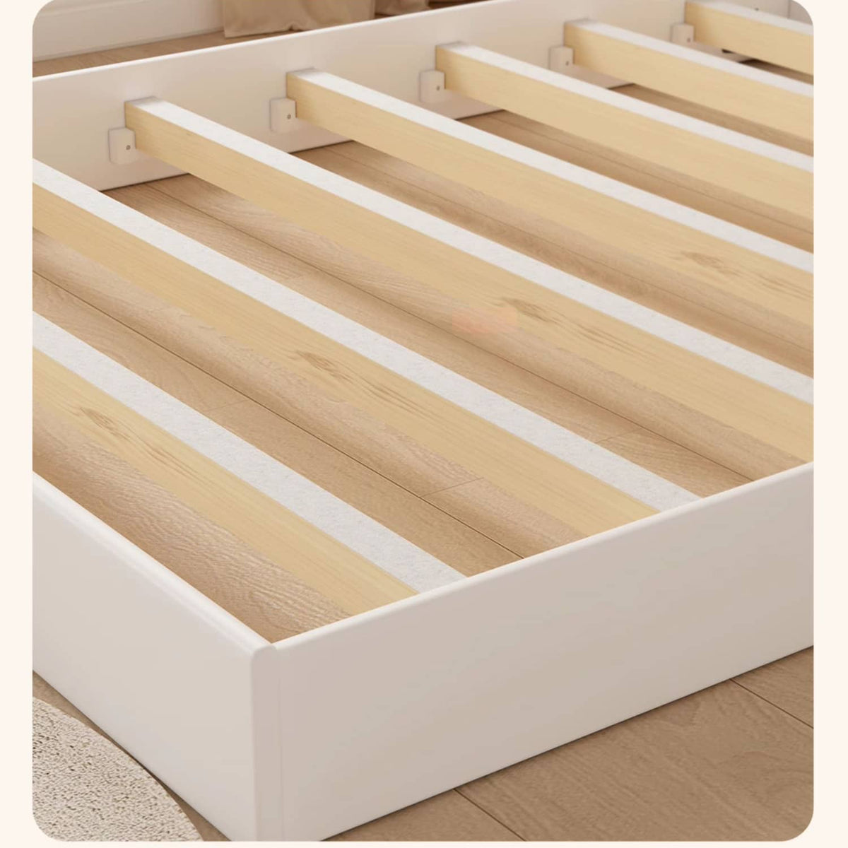 Elegant Wooden Bed with White Beech, Cedar, Pine, and Faux Leather Finish fslmz-1102