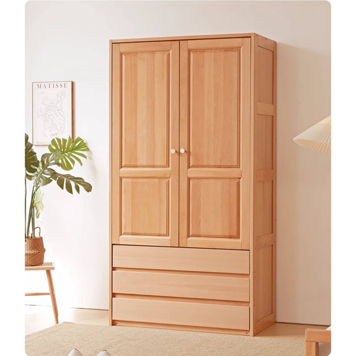 Premium Natural Beech and Rubber Wood Cabinet for Elegant Home Storage fslmz-1116