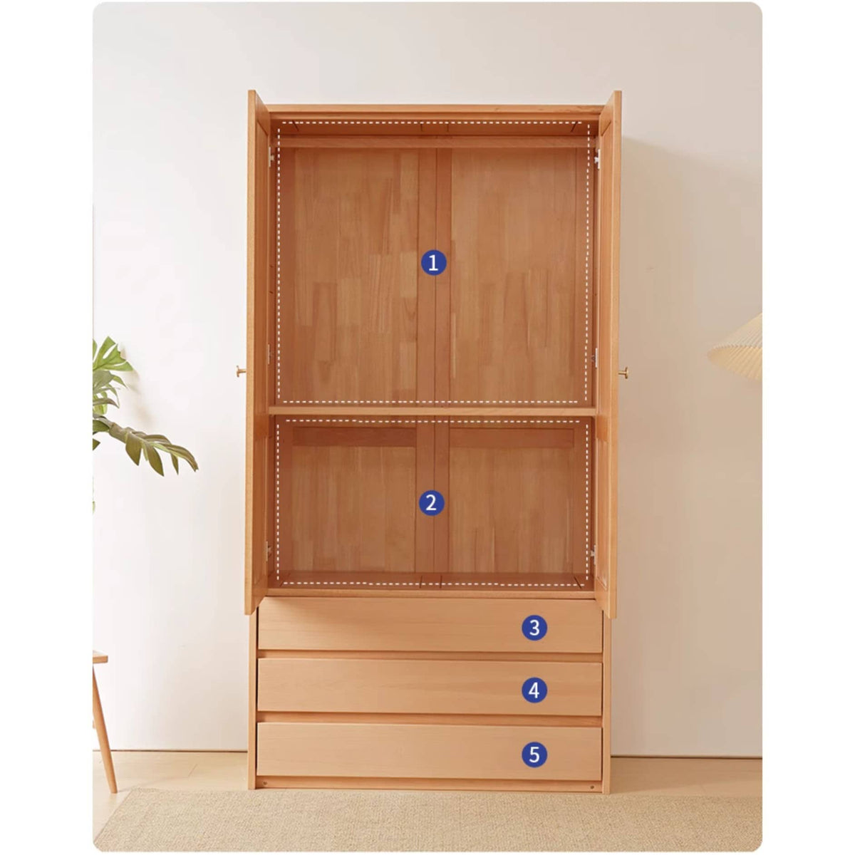 Premium Natural Beech and Rubber Wood Cabinet for Elegant Home Storage fslmz-1116