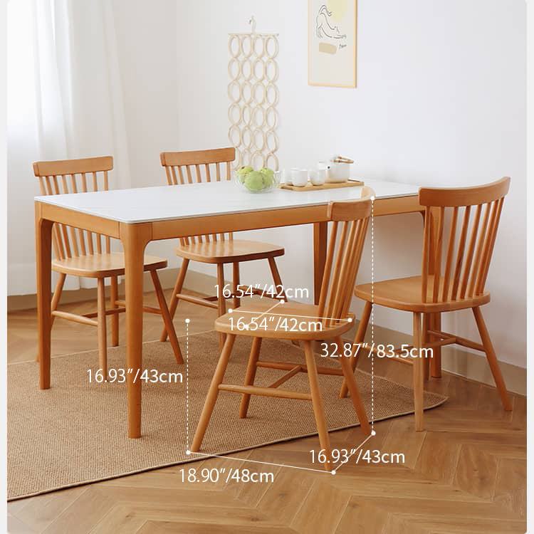 Elegant White Sintered Stone Dining Table with Durable Beech Wood Legs fslmz-1118