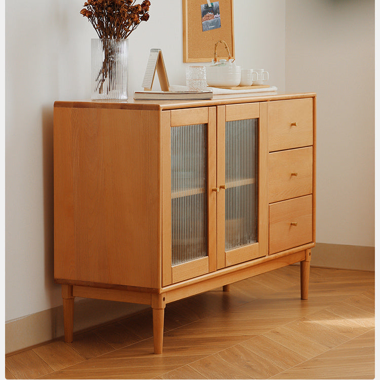 Stylish Beech Wood Glass Display Cabinet - Elegant Storage Solution fslmz-1122