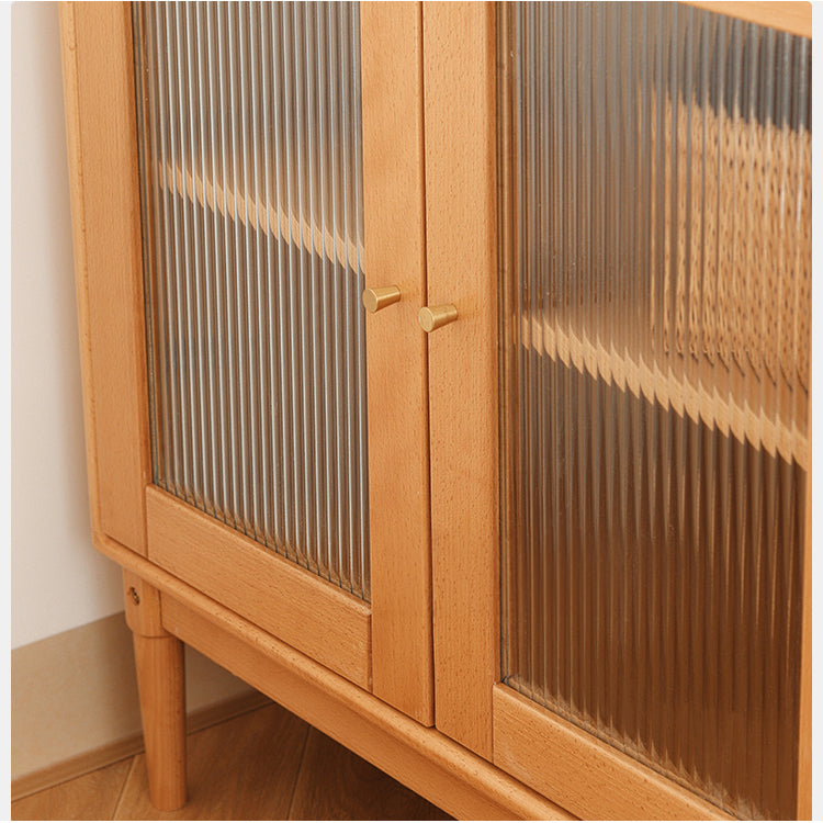 Stylish Beech Wood Glass Display Cabinet - Elegant Storage Solution fslmz-1122