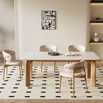 Stylish Multi-Material Table: Black, White, Gray, Brown, Natural Wood & Sintered Stone Top fsm-309