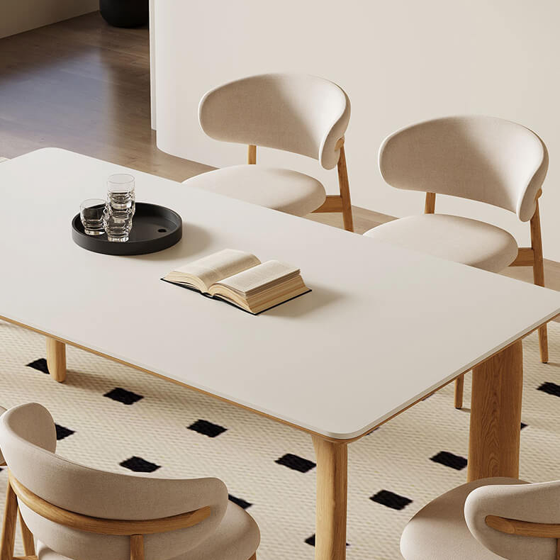 Stylish Multi-Material Table: Black, White, Gray, Brown, Natural Wood & Sintered Stone Top fsm-309