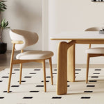 Stylish Multi-Material Table: Black, White, Gray, Brown, Natural Wood & Sintered Stone Top fsm-309