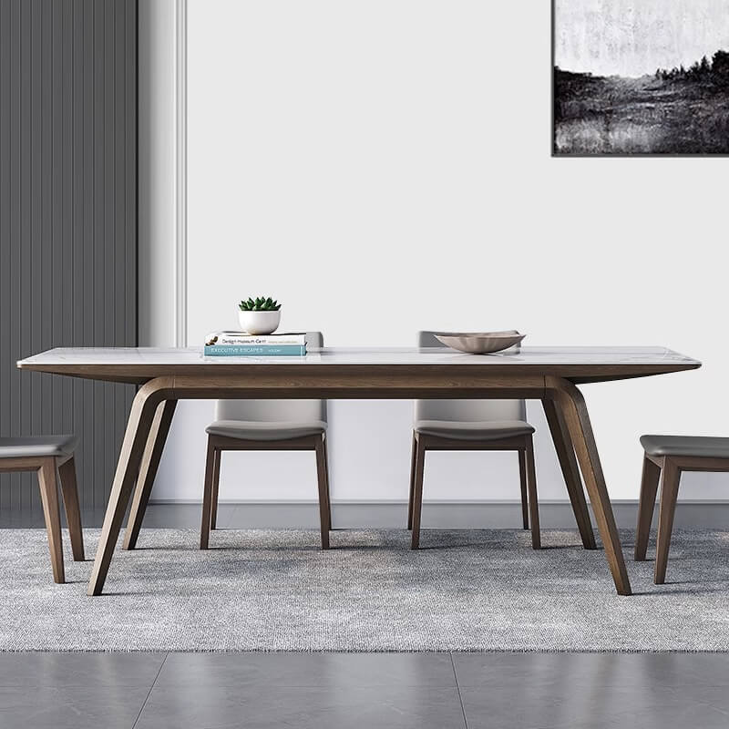 Discover the Elegance of Sintered Stone Table with Ash Wood Finish fsm-311