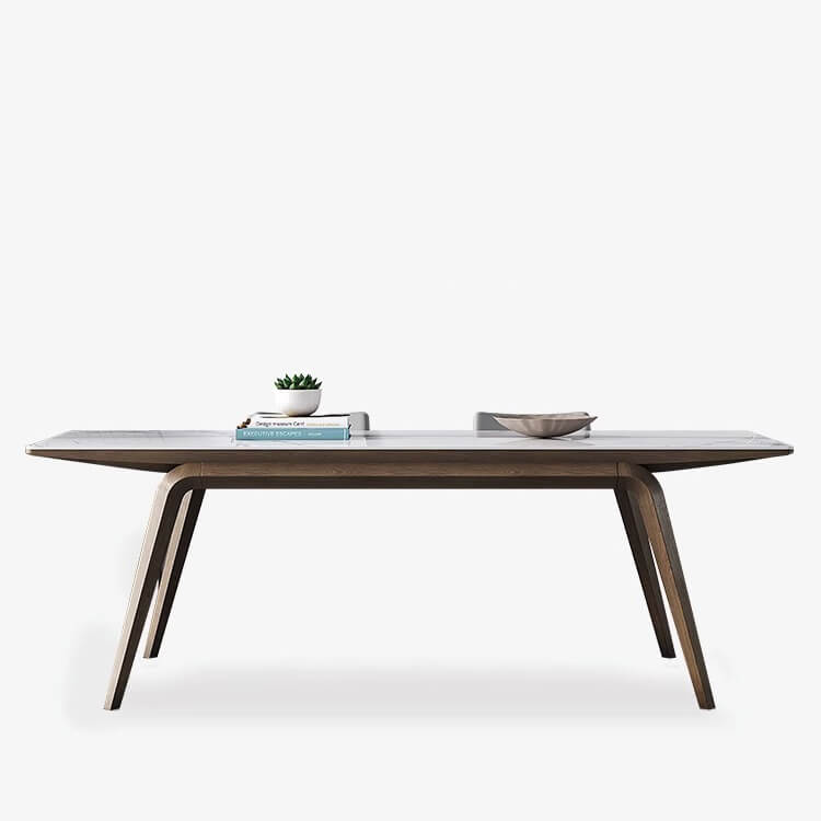 Discover the Elegance of Sintered Stone Table with Ash Wood Finish fsm-311