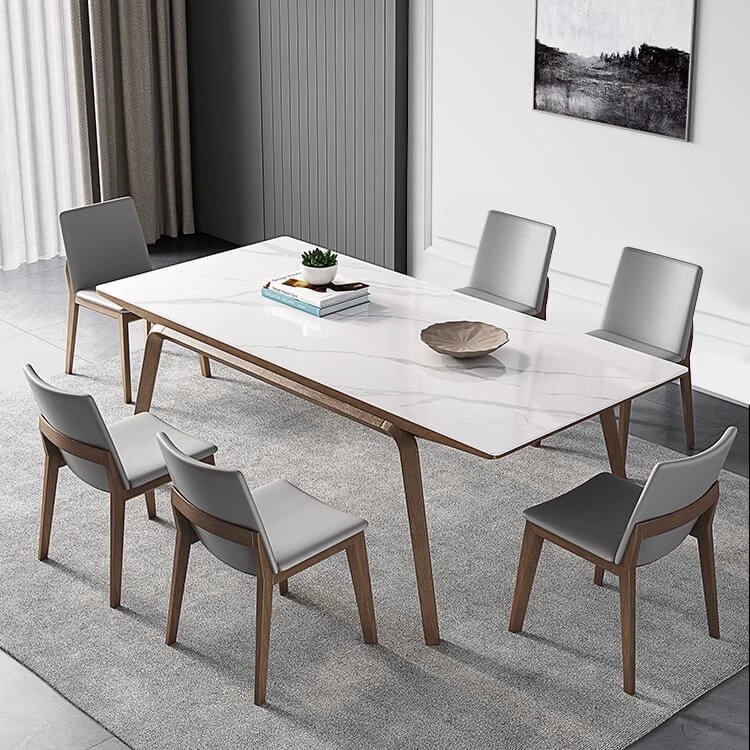 Discover the Elegance of Sintered Stone Table with Ash Wood Finish fsm-311