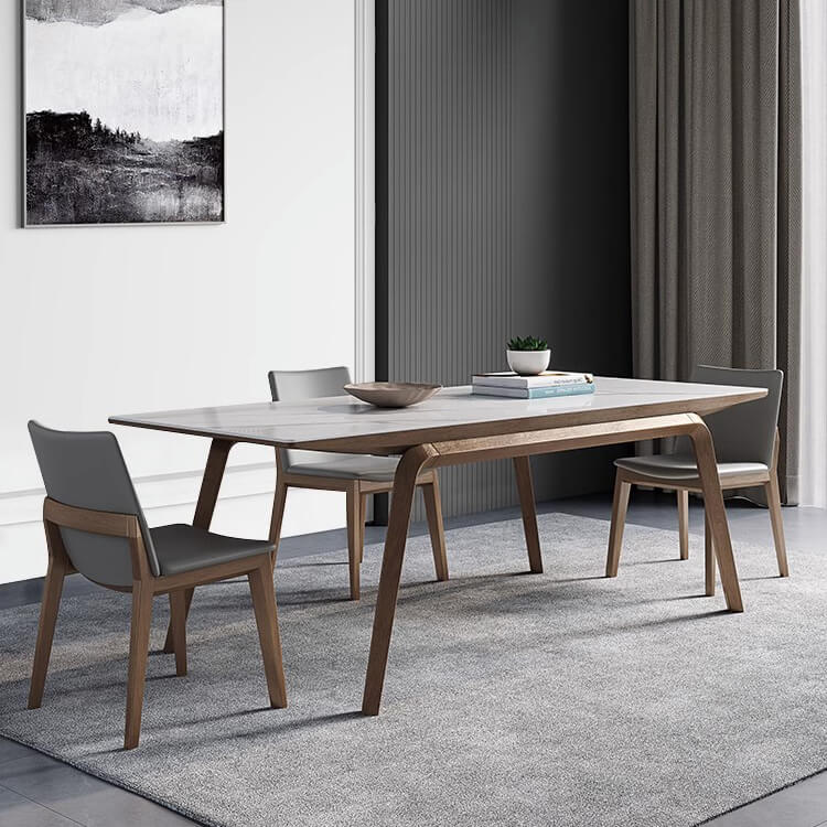 Discover the Elegance of Sintered Stone Table with Ash Wood Finish fsm-311