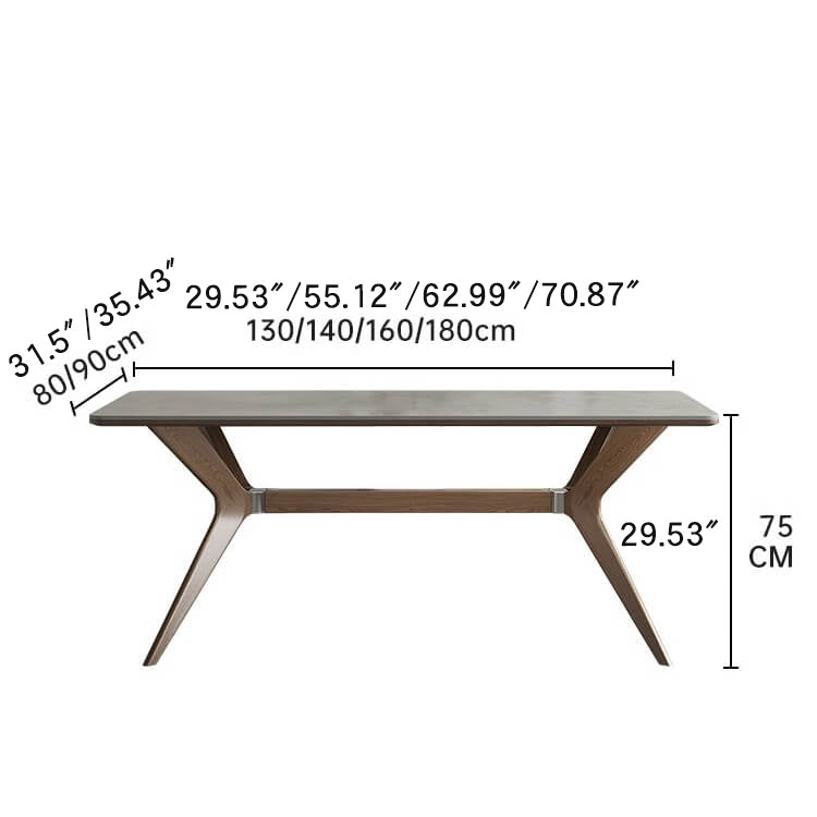 Modern Multi-Material Table with White Sintered Stone and Ash Wood Finish fsm-312