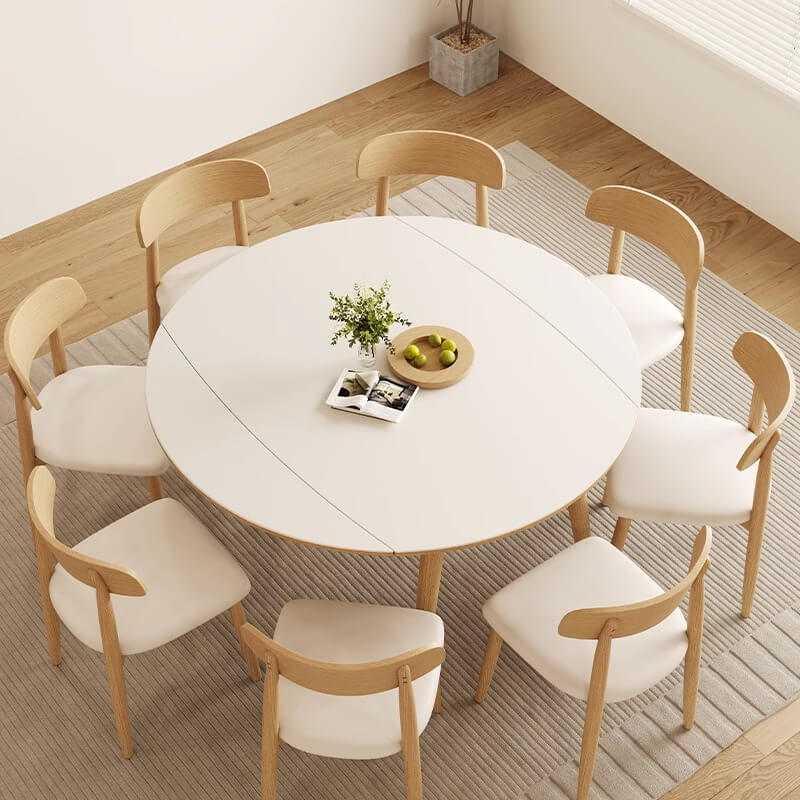 Modern Oak Multi-Layer Board Table with Elegant Sintered Stone Top in Natural Wood, White, and Gray Finishes fsm-314