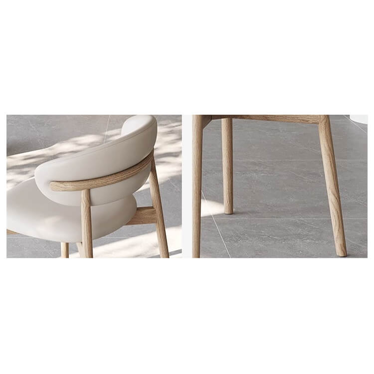 Elegant Natural Wood & Sintered Stone Table - Modern White & Gray Finish with Ash Wood Layers fsm-315