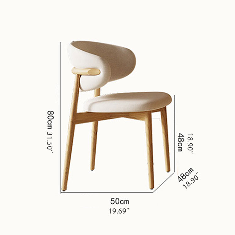 Sleek Off-White Chair with Natural Wood and Black Brown Ash Wood - PU Leather Finish fsm-966