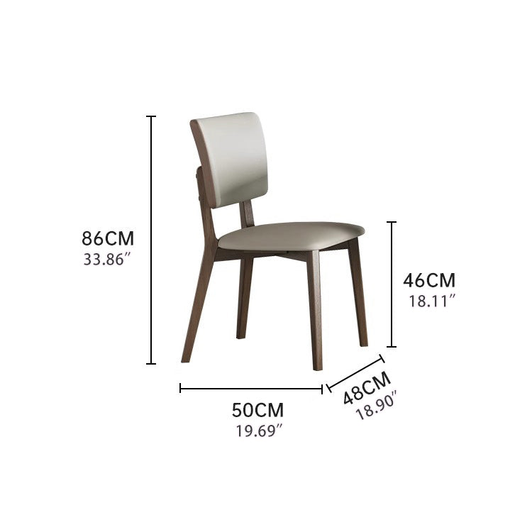 Modern Off-White and Brown Gray Ash Wood Chair with PU Leather Upholstery fsm-968