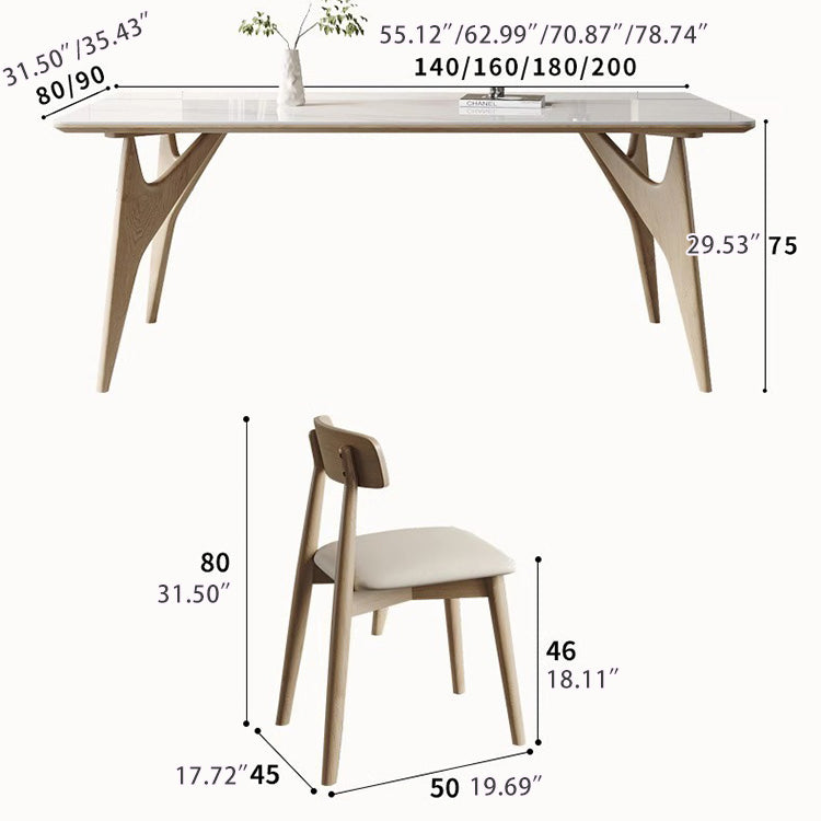 Off White Ash Wood Chair with PU Leather Upholstery – Elegant and Stylish Seating fsm-969