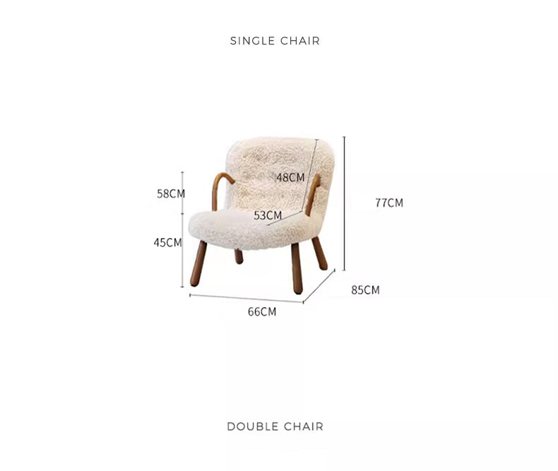 Cozy Faux Lambswool Chair in Premium Natural Brown Wood Finish fsmy-400