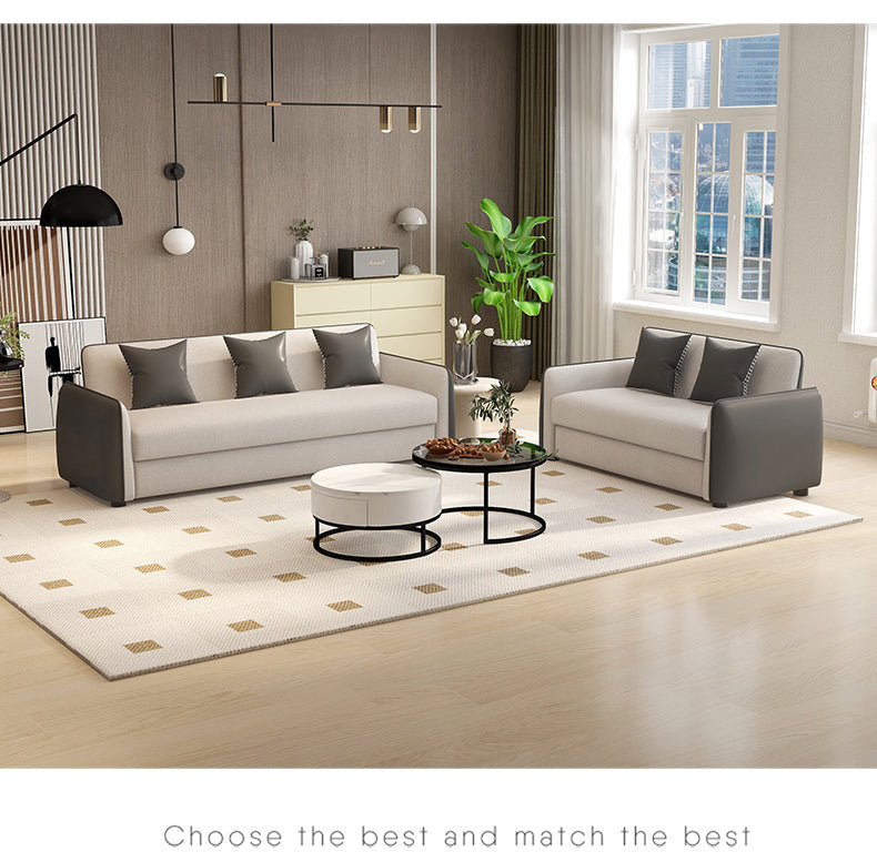 Modern Scratch-Resistant Fabric Sofa - Black, White, Brown, Green, Gray with Durable Wood Particle Board Frame fsmy-403