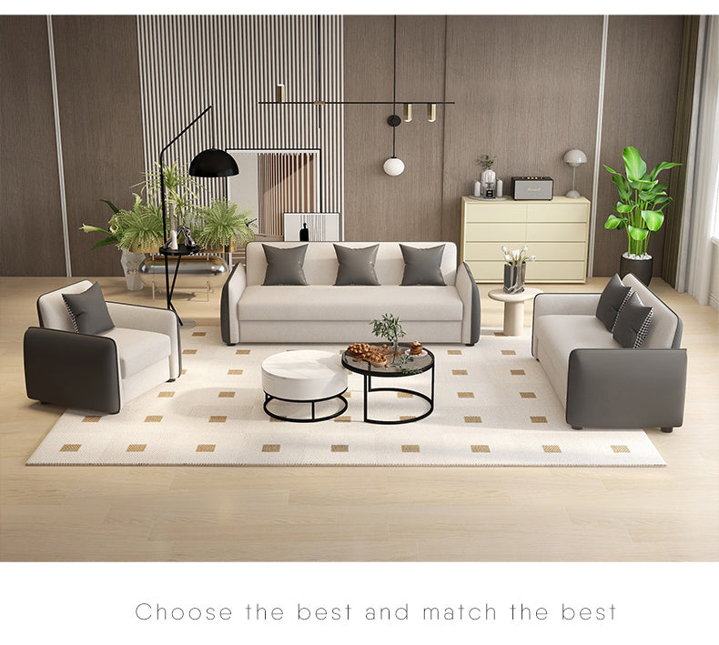 Modern Scratch-Resistant Fabric Sofa - Black, White, Brown, Green, Gray with Durable Wood Particle Board Frame fsmy-403