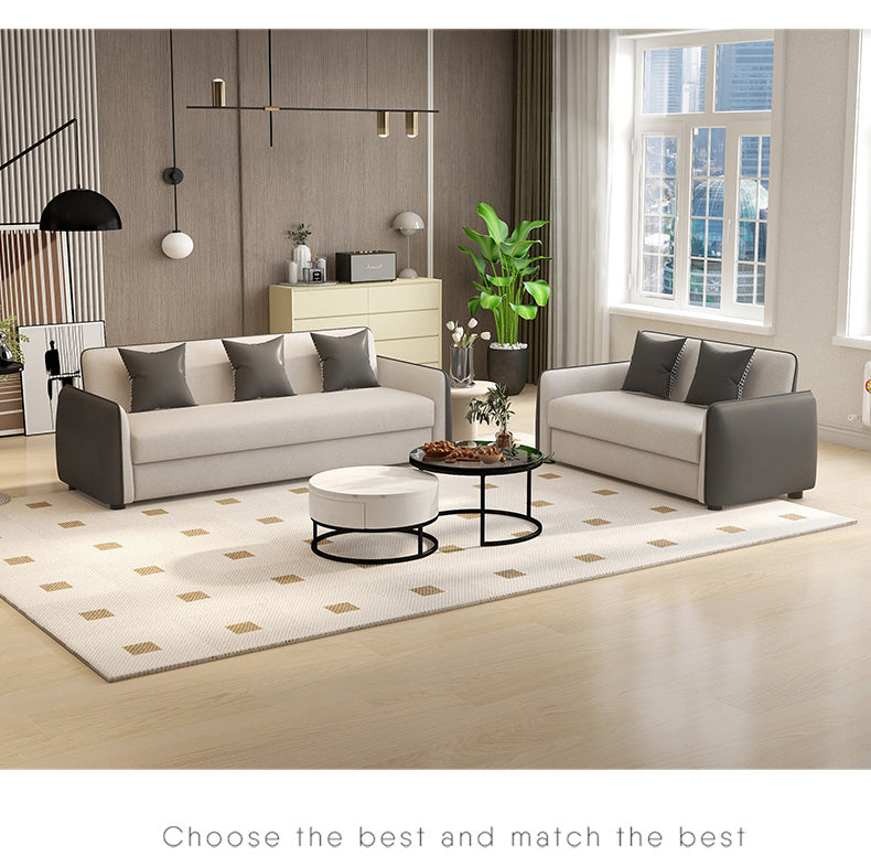 Elegant Scratch-Resistant Wood Particle Board Sofa - Black, Off White, Brown & Green fsmy-405