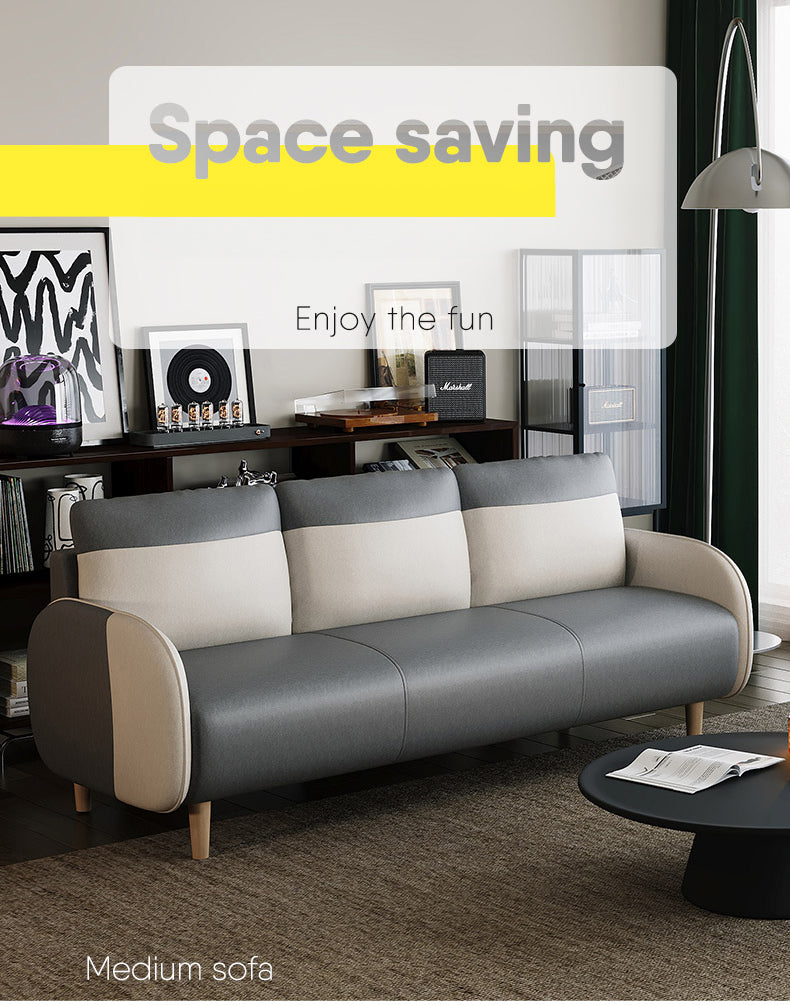 Modern Gray Sofa with Scratch-Resistant Techno Fabric and Durable Wood Particle Board fsmy-407