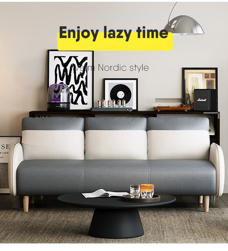 Modern Gray Sofa with Scratch-Resistant Techno Fabric and Durable Wood Particle Board fsmy-407