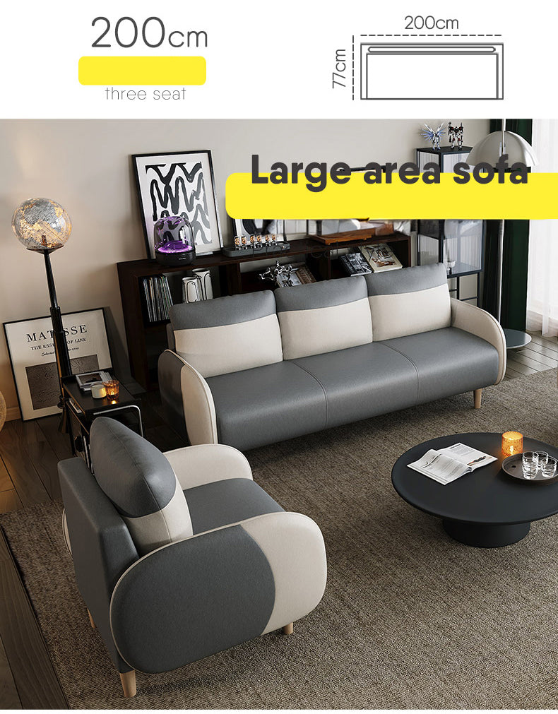 Modern Gray Sofa with Scratch-Resistant Techno Fabric and Durable Wood Particle Board fsmy-407