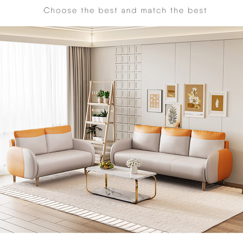 Modern Gray Sofa with Scratch-Resistant Techno Fabric and Durable Wood Particle Board fsmy-407