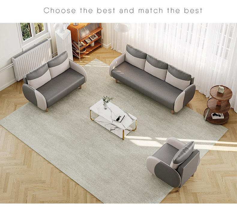 Modern Gray Sofa with Scratch-Resistant Techno Fabric and Durable Wood Particle Board fsmy-407