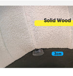 Luxury Off White Faux Lambswool Sofa with Silicon Fill and Wood Accents fsmy-448