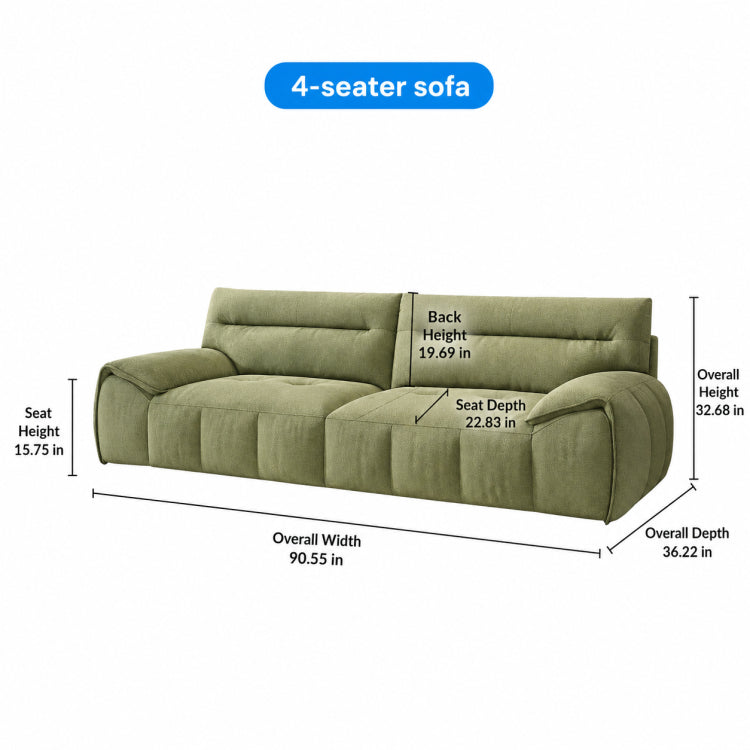 Cream Style Fabric Sofa, Modern Minimalist Straight Floor Couch for Living Room fsmy-451