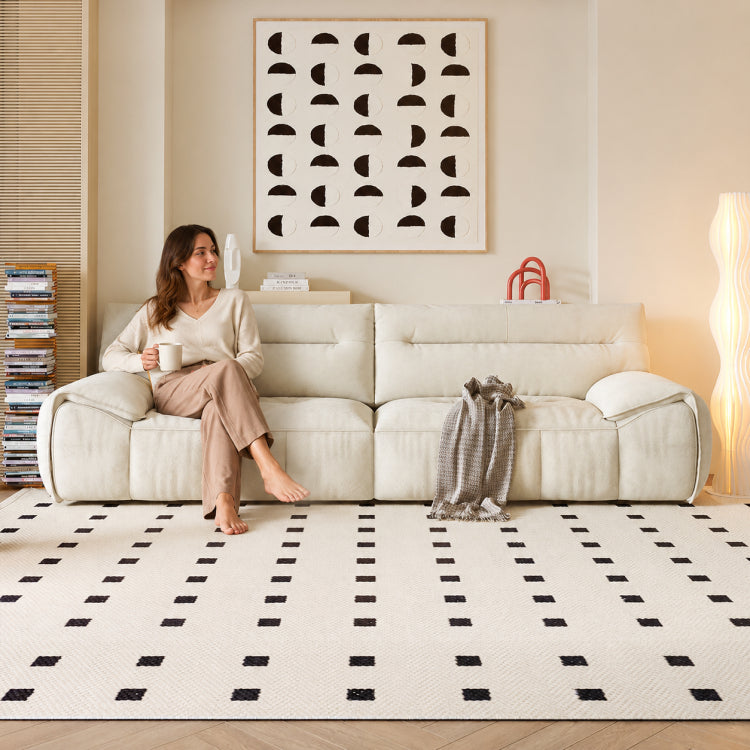 Cream Style Fabric Sofa, Modern Minimalist Straight Floor Couch for Living Room fsmy-451