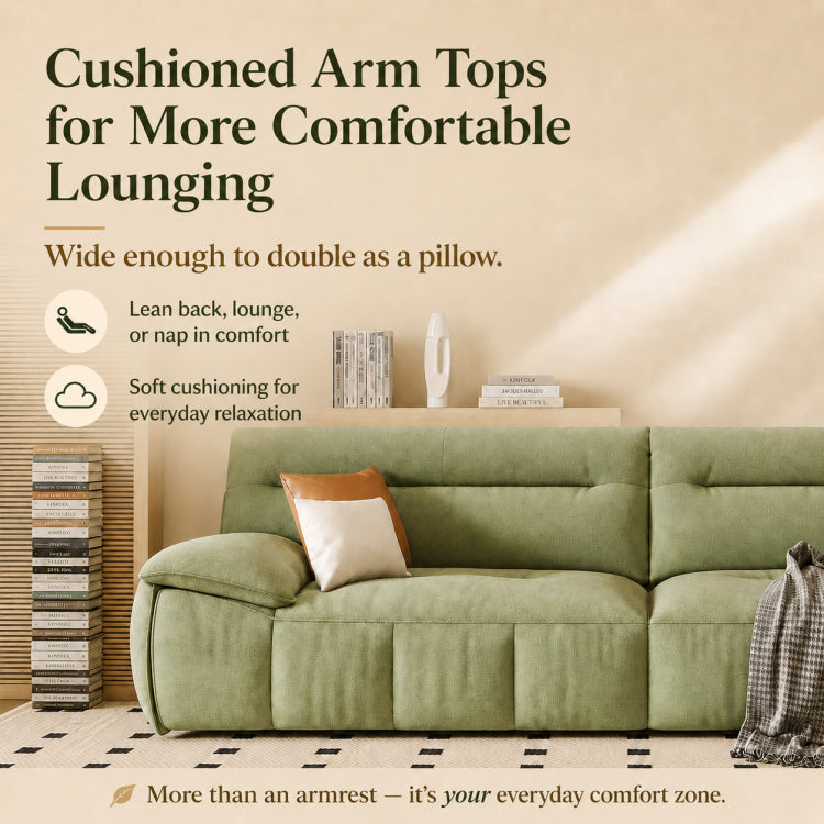 Cream Style Fabric Sofa, Modern Minimalist Straight Floor Couch for Living Room fsmy-451