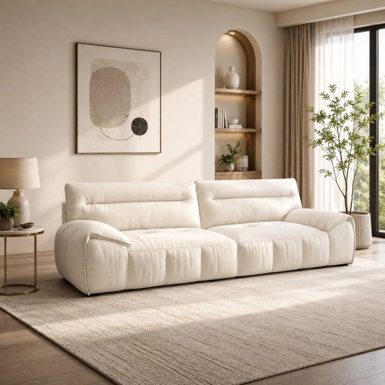 Cream Style Fabric Sofa, Modern Minimalist Straight Floor Couch for Living Room fsmy-451