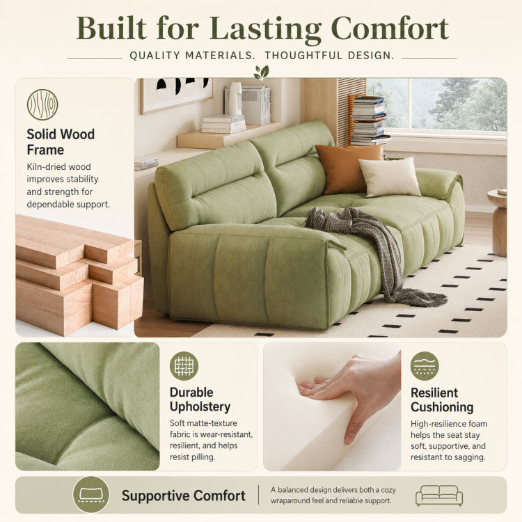 Cream Style Fabric Sofa, Modern Minimalist Straight Floor Couch for Living Room fsmy-451