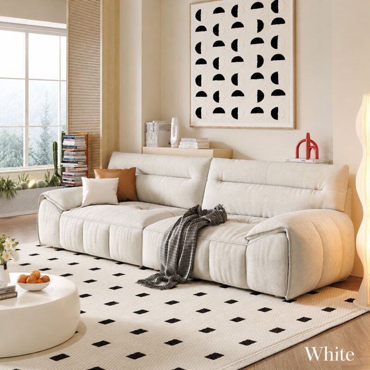 Cream Style Fabric Sofa, Modern Minimalist Straight Floor Couch for Living Room fsmy-451