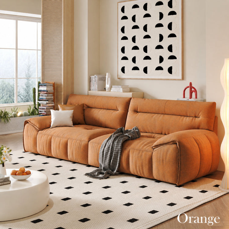 Cream Style Fabric Sofa, Modern Minimalist Straight Floor Couch for Living Room fsmy-451