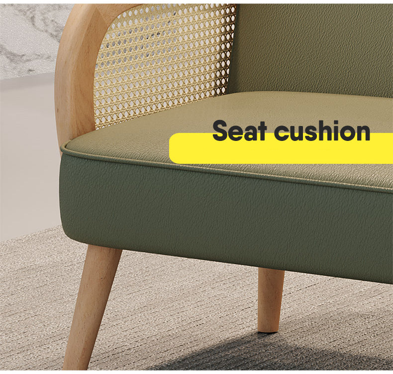 Stylish Scratch-Resistant Rubber Wood Chair in Off White, Orange, and Green Fabric fsmy-452