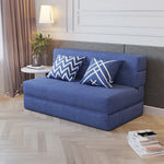 Luxurious Dark Gray-Blue Cotton-Linen Sofa - Modern Comfort in Light Khaki fsq-1416