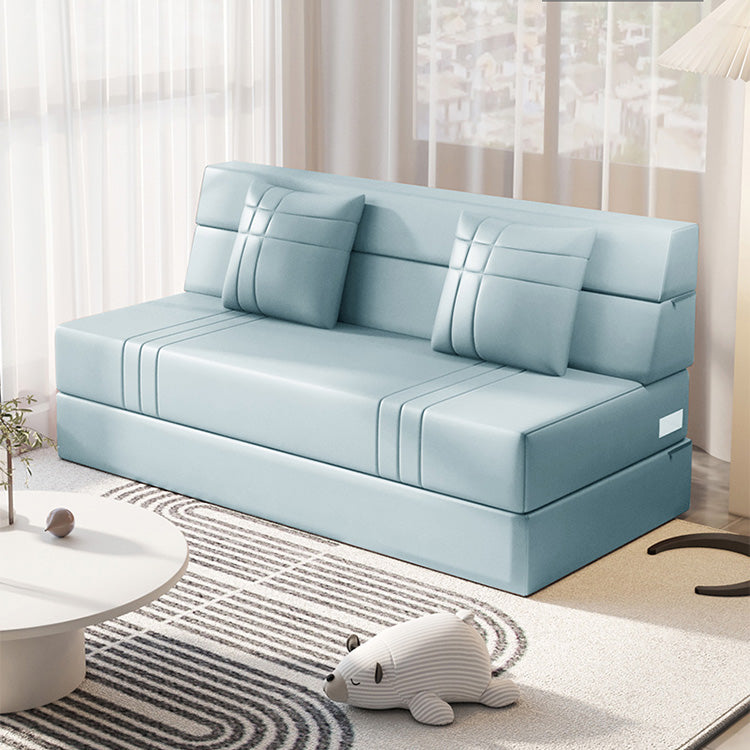 Modern Leathaire Sofa in Orange, Beige, and Light Blue for Stylish Living Rooms fsq-1423