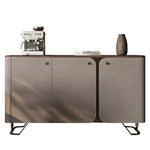 Stylish PU Leather and Black Walnut Cabinet with Modern Design and Multi-Layer Storage fsu-5239