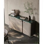 Stylish PU Leather and Black Walnut Cabinet with Modern Design and Multi-Layer Storage fsu-5239