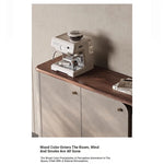 Stylish PU Leather and Black Walnut Cabinet with Modern Design and Multi-Layer Storage fsu-5239