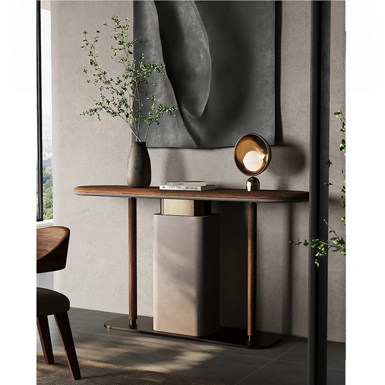 Sleek Modern Cabinet with PU Leather & Black Walnut Wood - Stylish Storage Solution for Any Home fsu-5240