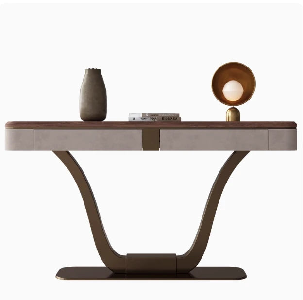 Elegant PU Leather and Black Walnut Cabinet with Metal Accents - Modern Home Storage Solution fsu-5241