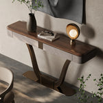 Elegant PU Leather and Black Walnut Cabinet with Metal Accents - Modern Home Storage Solution fsu-5241