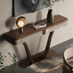 Elegant PU Leather and Black Walnut Cabinet with Metal Accents - Modern Home Storage Solution fsu-5241