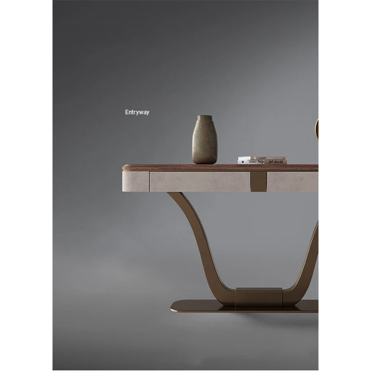 Elegant PU Leather and Black Walnut Cabinet with Metal Accents - Modern Home Storage Solution fsu-5241