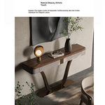 Elegant PU Leather and Black Walnut Cabinet with Metal Accents - Modern Home Storage Solution fsu-5241