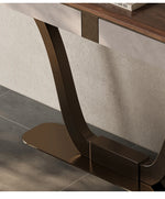 Elegant PU Leather and Black Walnut Cabinet with Metal Accents - Modern Home Storage Solution fsu-5241